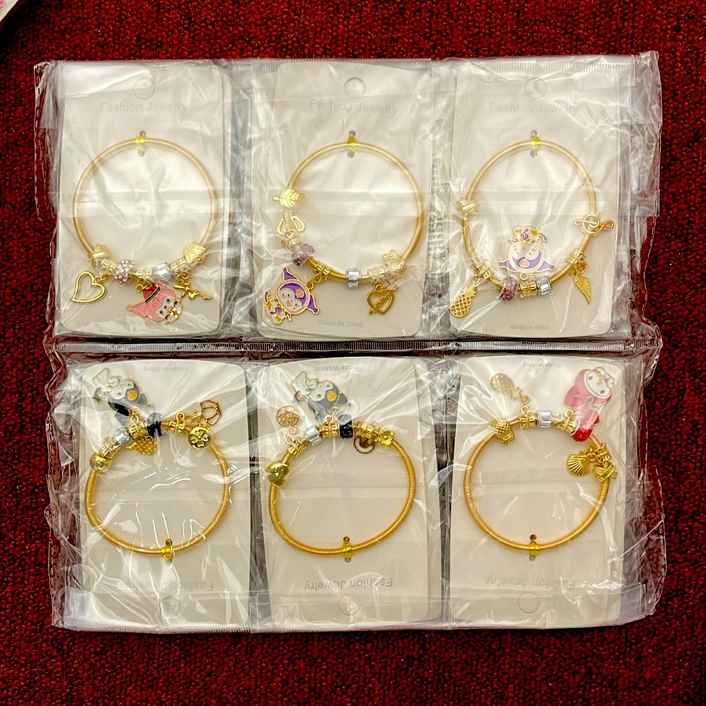 Fashion Jewelry Gold and Pink Charm Bracelets